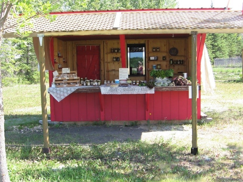 Come the Manitoba growing season we open our Little Red Vegetable Stand on our property offering natural veggies, pickles, jams and jellies, baking, soap, more.
